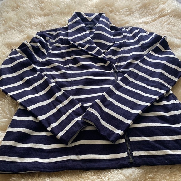 Talbots navy/white cotton Moto jacket size Medium - Picture 1 of 9